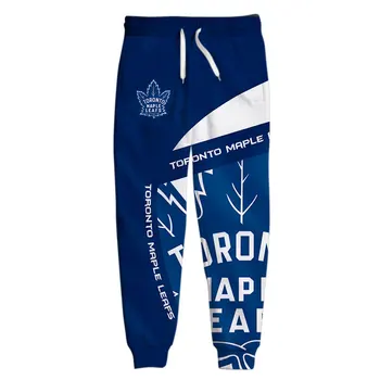 Toronto günlük erkek pantolonları Mavi Beyaz Dikiş Geometrik Dijital Baskı Maple Leafs Sweatpants