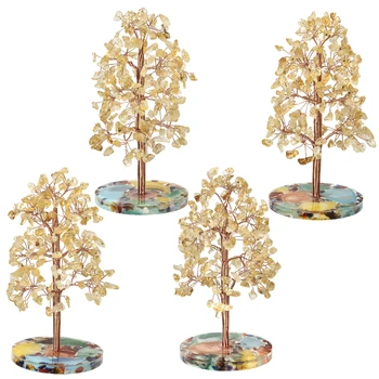 TUMBEELLUWA El Yapımı Doğal Kristal Para Ağacı Akik Dilim Tabanı, hayat Ağacı Şifa Çip Taş Heykelcik Feng Shui Dekorasyon