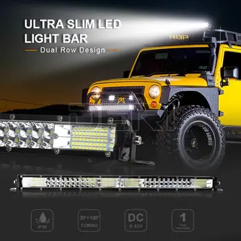 Ultra İnce led ışık Çubuğu 10 inç 20 İnç çift sıralı LED çubuk Combo İşın çalışma lambası Sürüş ışıkları Otomatik Jeep off road 4x4 12V 24V