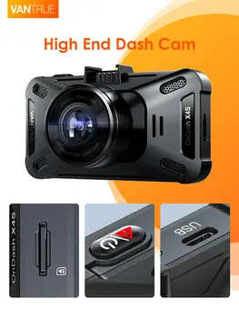 Vantrue Çizgi Kam Yazı Tipi Ve Arka 4K X 4S Duo Video Kaydedici 5G WiFi APP Araba Kamera Süper Gece Görüş 24H * 7 Park Modu Kara Kutu