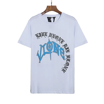 VLONE Unisex baskılı saf pamuklu tişört gömlek erkekler ve kadınlar için