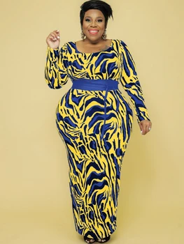 XL - 5XL Büyük Boy Afrika Elbise Kadınlar İçin Moda Dashiki Baskı Ruffles Vestido Yeni Varış Elbise Zarif Afrika Parti Elbise