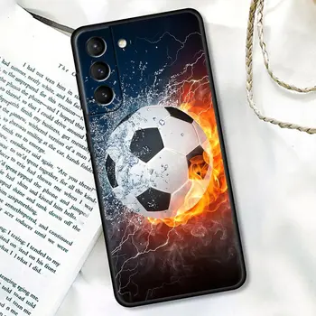 Yangın Futbol Futbol Topu Telefon Kılıfı için Samsung Galaxy S7 S8 S9 S10e S21 S20 Fe Artı Ultra 5G Yumuşak Silikon