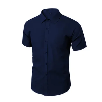 Yaz Casual Erkek Gömlek Kısa Kollu Düğme Up Düzenli Fit Erkek Bluz ABD Boyutu XS-XL