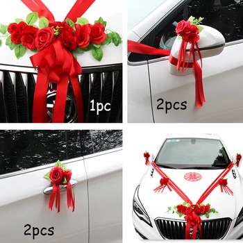 Yeni Düğün Araba Dekorasyon yapay çiçek İpek Gül Çiçek ve Kapı Kolu Düğün Çiçek Dekorasyon için Araba