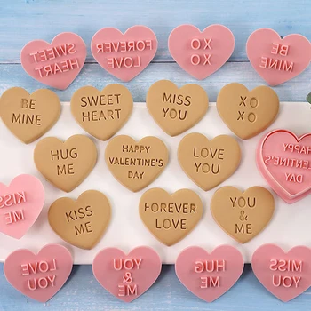 Yeni Mutlu sevgililer Günü Çerez Embosser Kalıp DIY Aşk Kalp Şekli Fondan Damga Düğün Pastası Dekorasyon Araçları Pişirme Kalıpları