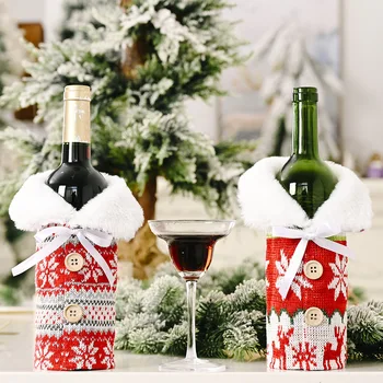 Yeni Yıl 2023 noel hediyesi Çanta Santa şarap şişesi tozluk Çanta Yemek masa süsü Noel Süslemeleri Ev için Doğum Gnome