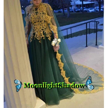 Yeşil Müslüman Akşam Elbise Fas Kaftan Ünlü Boncuk Aplikler Dubai Arapça Suudi Arabistan Vestidos De Festa Örgün Parti