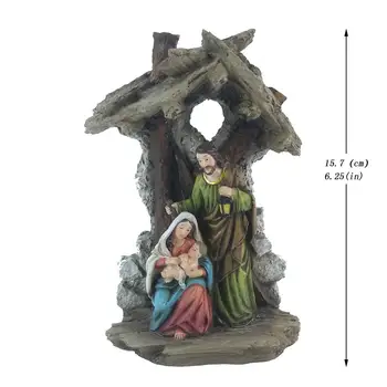 Zayton Heykelcik Kutsal Aile Doğuş Sahne Ev Dekorasyon Mesih İsa Heykeli Mary Joseph Minyatür Heykel Noel Hediyesi