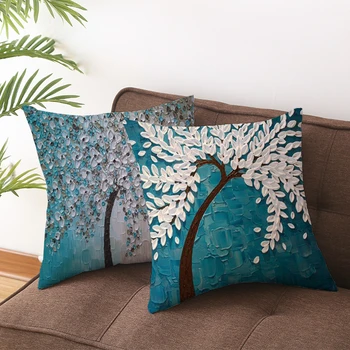 Çiçek Ağacı Desen Dekoratif Yastıklar Yastık Kılıfı polyester yastık Örtüsü Atmak Yastık Kanepe Dekorasyon Yastık Kılıfı 40896