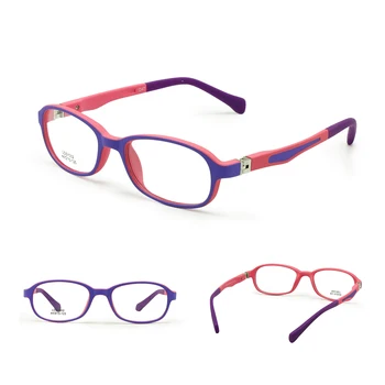 Çocuk Gözlük Çerçevesi TR90 Boyutu 44-15 Güvenli Bükülebilir Bahar Menteşe ile Esnek Optik Erkek Kız Çocuk Gözlük Şeffaf Lensler