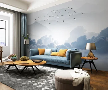 Özelleştirilmiş Fotoğraf Duvar Kağıdı Orman Uzak Dağ Uçan Kuş Modern Minimalist yatak odası TV Arka Plan Duvar papel de parede 3d